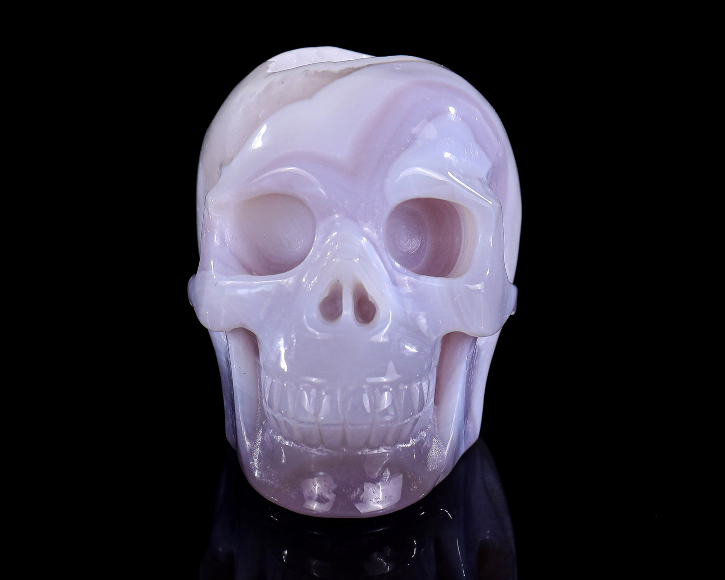 3.4" Geode Agate Hand Carved Crystal Geode Skull Sculpture