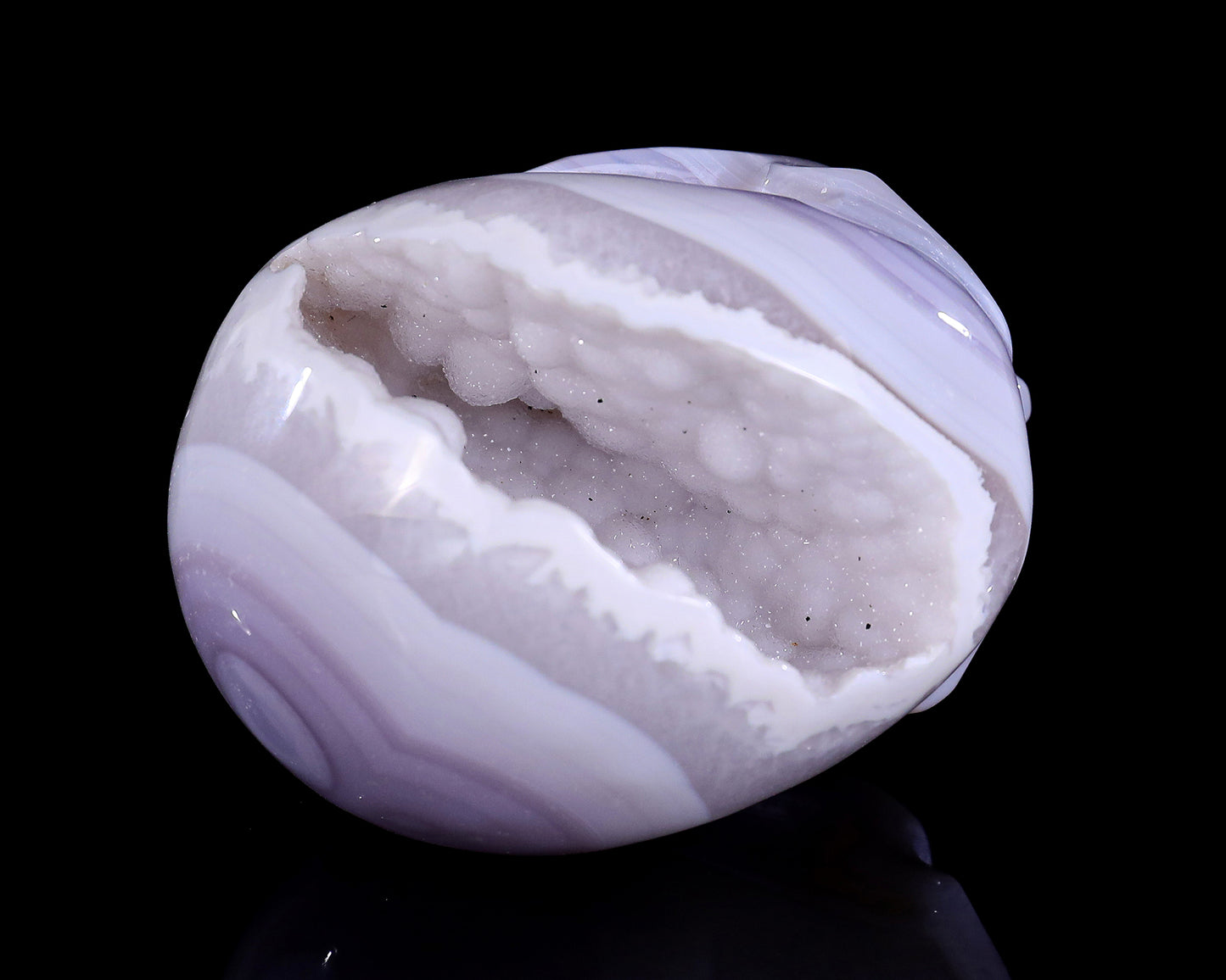 3.4" Geode Agate Hand Carved Crystal Geode Skull Sculpture