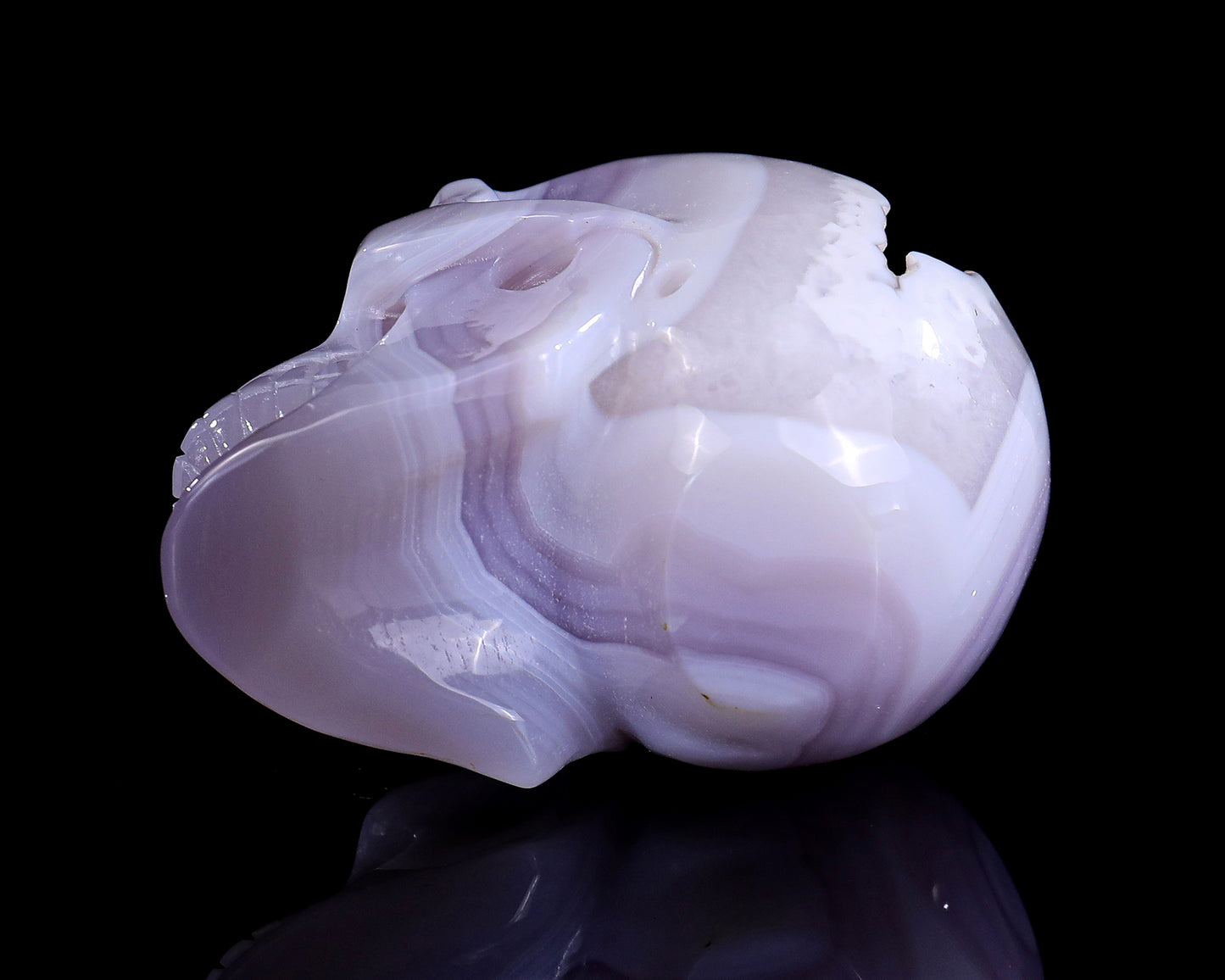 3.4" Geode Agate Hand Carved Crystal Geode Skull Sculpture