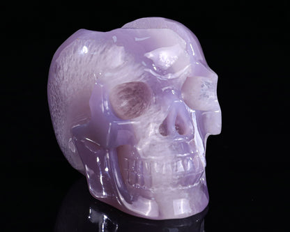 4.2" Geode Agate Hand Carved Crystal Geode Skull Sculpture