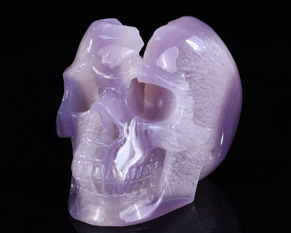 4.2" Geode Agate Hand Carved Crystal Geode Skull Sculpture