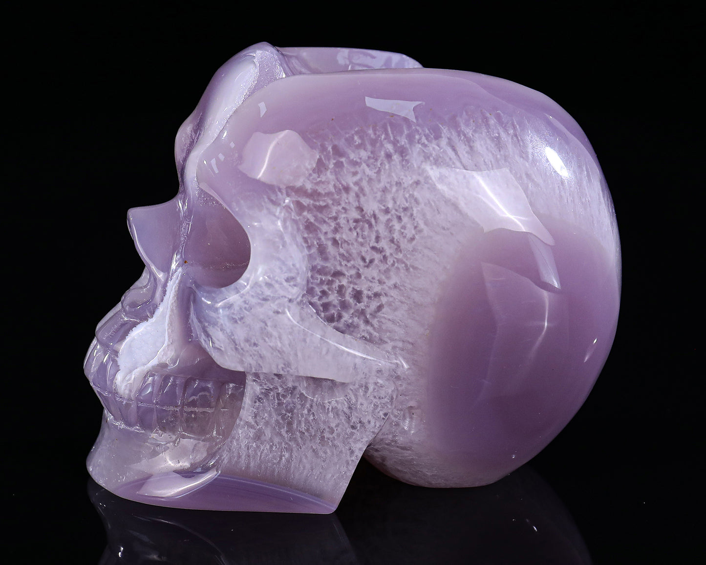 4.2" Geode Agate Hand Carved Crystal Geode Skull Sculpture