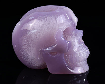 4.2" Geode Agate Hand Carved Crystal Geode Skull Sculpture