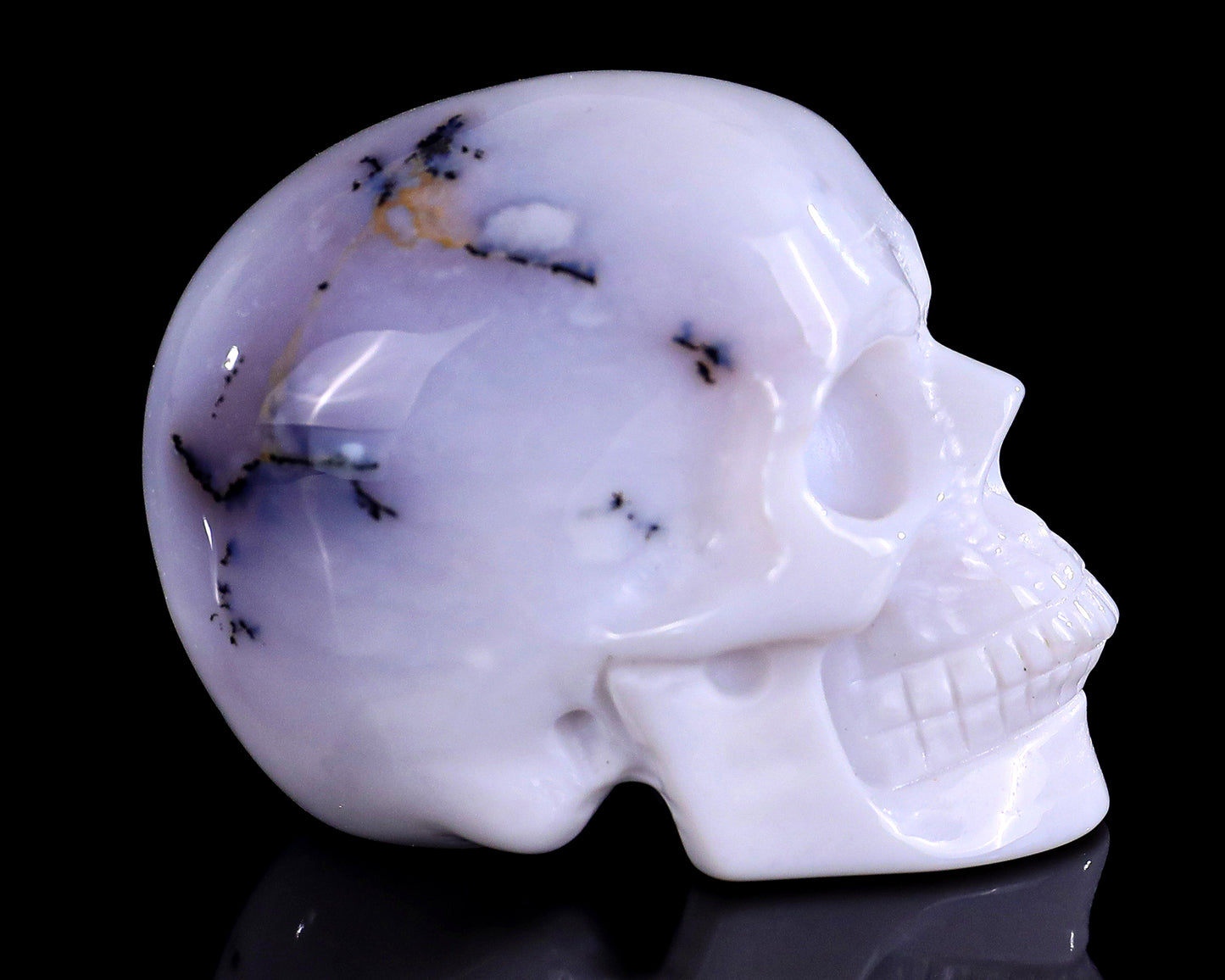 2.2" White Opal Hand Carved Crystal Realistic Skull Sculpture