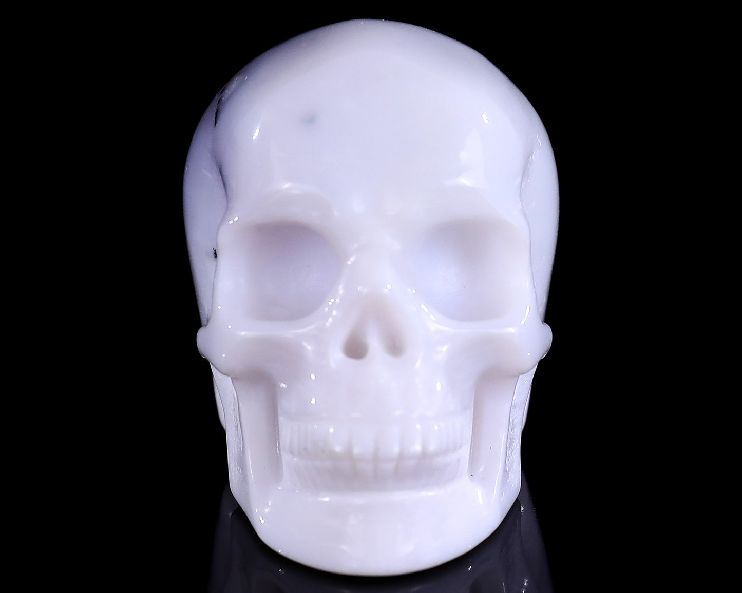 2.2" White Opal Hand Carved Crystal Realistic Skull Sculpture