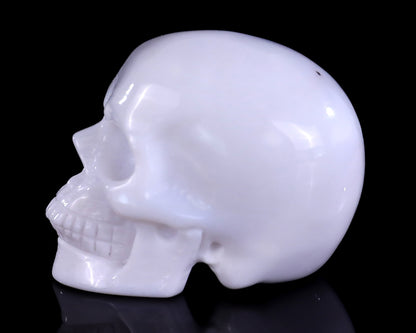 2.2" White Opal Hand Carved Crystal Realistic Skull Sculpture