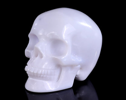 2.2" White Opal Hand Carved Crystal Realistic Skull Sculpture