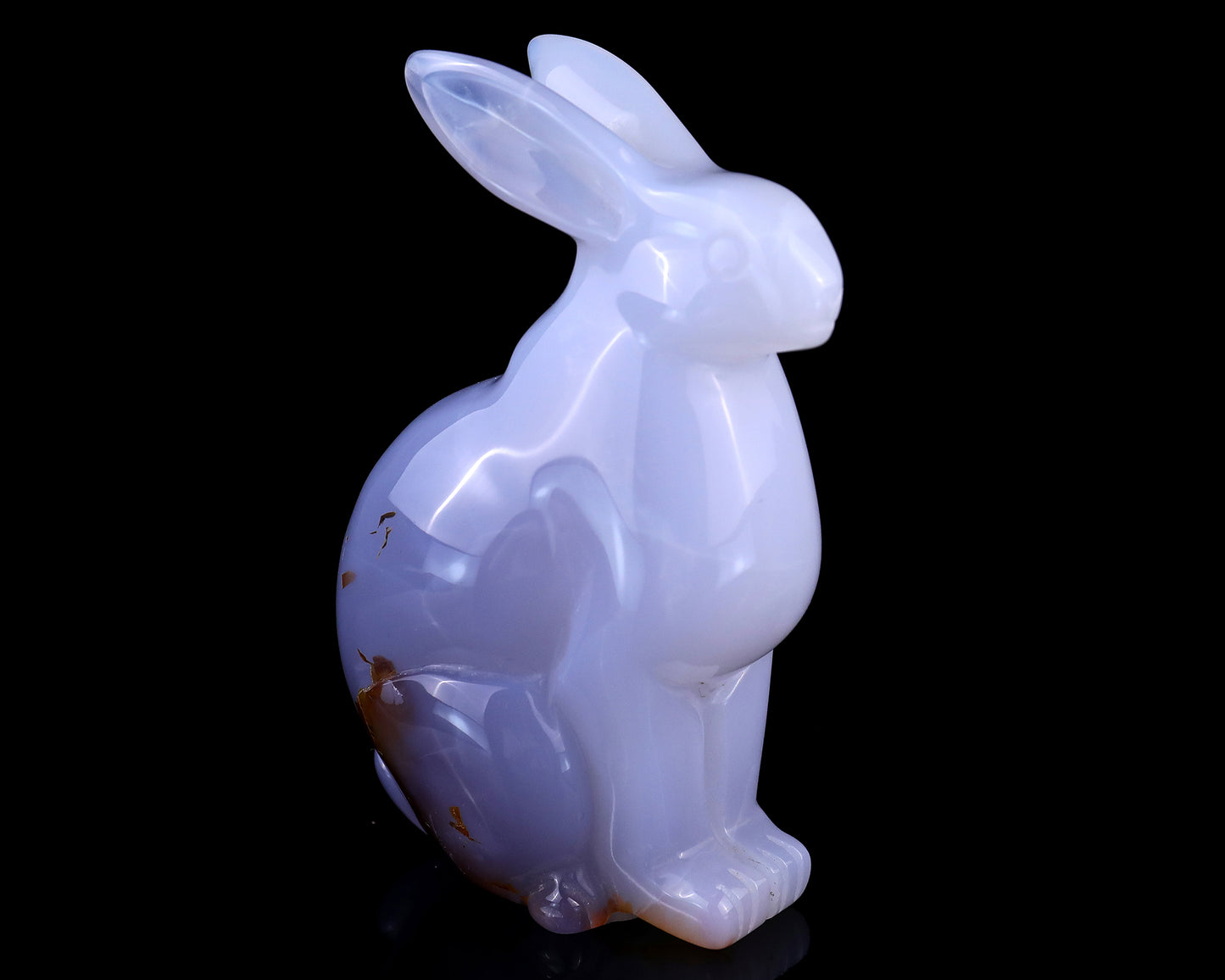 4.0" Blue Chalcedony Hand Carved Crystal Rabbit Sculpture Crystallumi