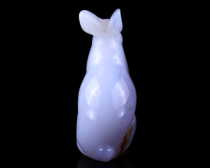 4.0" Blue Chalcedony Hand Carved Crystal Rabbit Sculpture Crystallumi