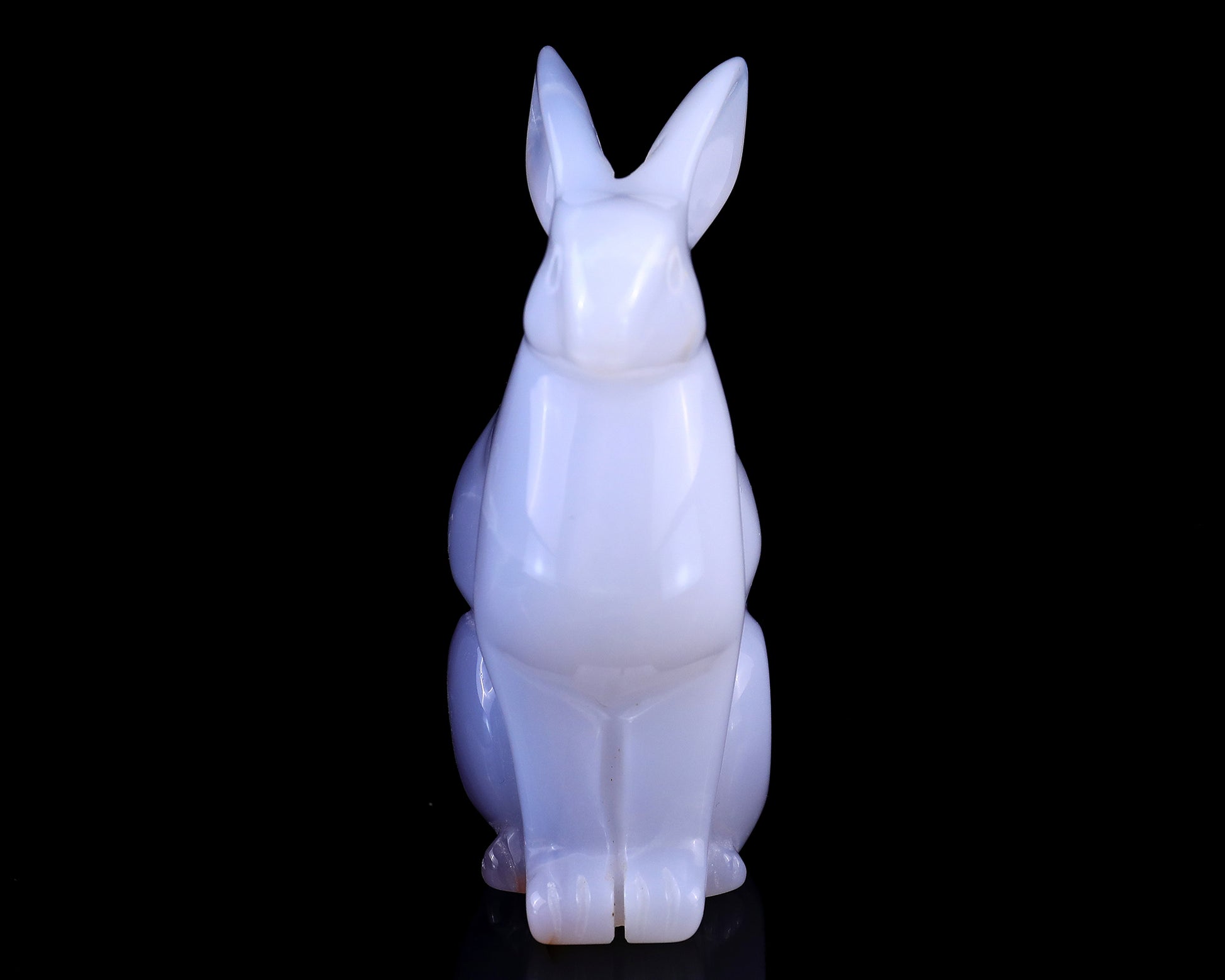 4.0" Blue Chalcedony Hand Carved Crystal Rabbit Sculpture Crystallumi