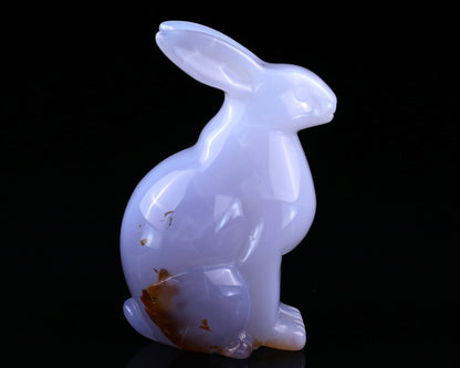 4.0" Blue Chalcedony Hand Carved Crystal Rabbit Sculpture Crystallumi