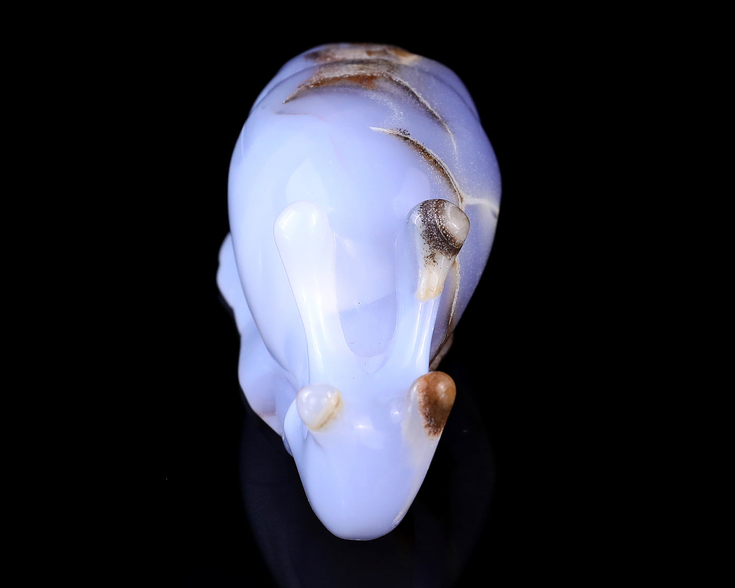 4.0" Blue Chalcedony Hand Carved Crystal Snail Sculpture Crystallumi