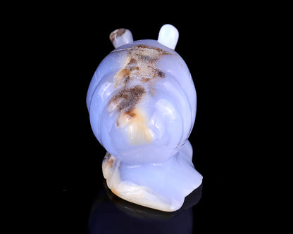 4.0" Blue Chalcedony Hand Carved Crystal Snail Sculpture Crystallumi