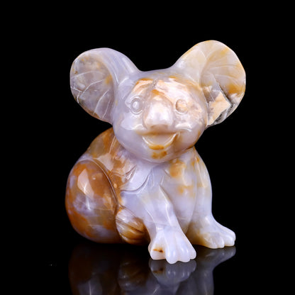 4.0" Chalcedony Hand Carved Crystal Koala Sculpture Crystallumi