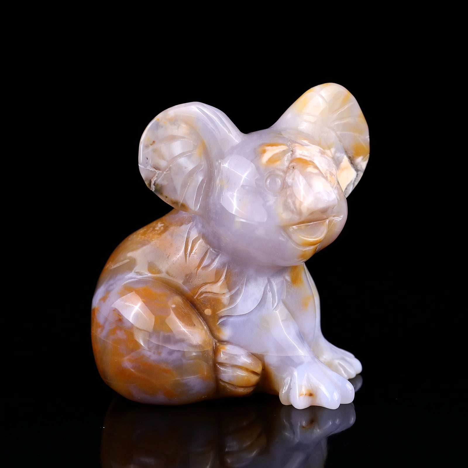 4.0" Chalcedony Hand Carved Crystal Koala Sculpture Crystallumi