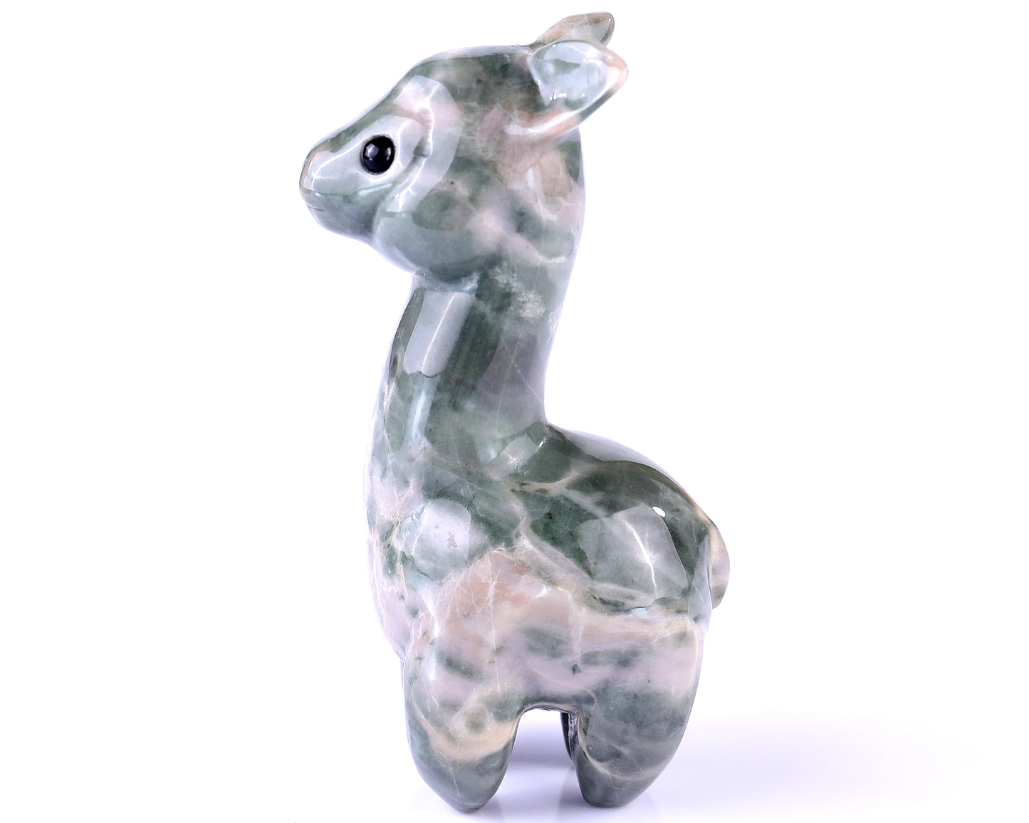 4.0" New Jade Hand Carved Crystal Alpaca Sculpture Crystallumi