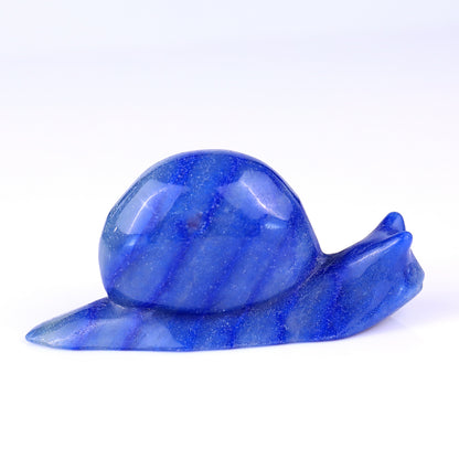 4.1" Blue Aventurine Hand Carved Crystal Snail Sculpture Crystallumi