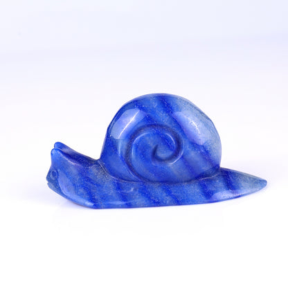 4.1" Blue Aventurine Hand Carved Crystal Snail Sculpture Crystallumi