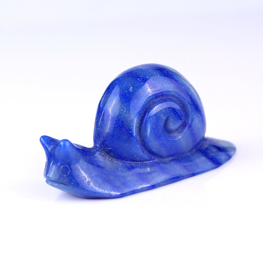 4.1" Blue Aventurine Hand Carved Crystal Snail Sculpture Crystallumi