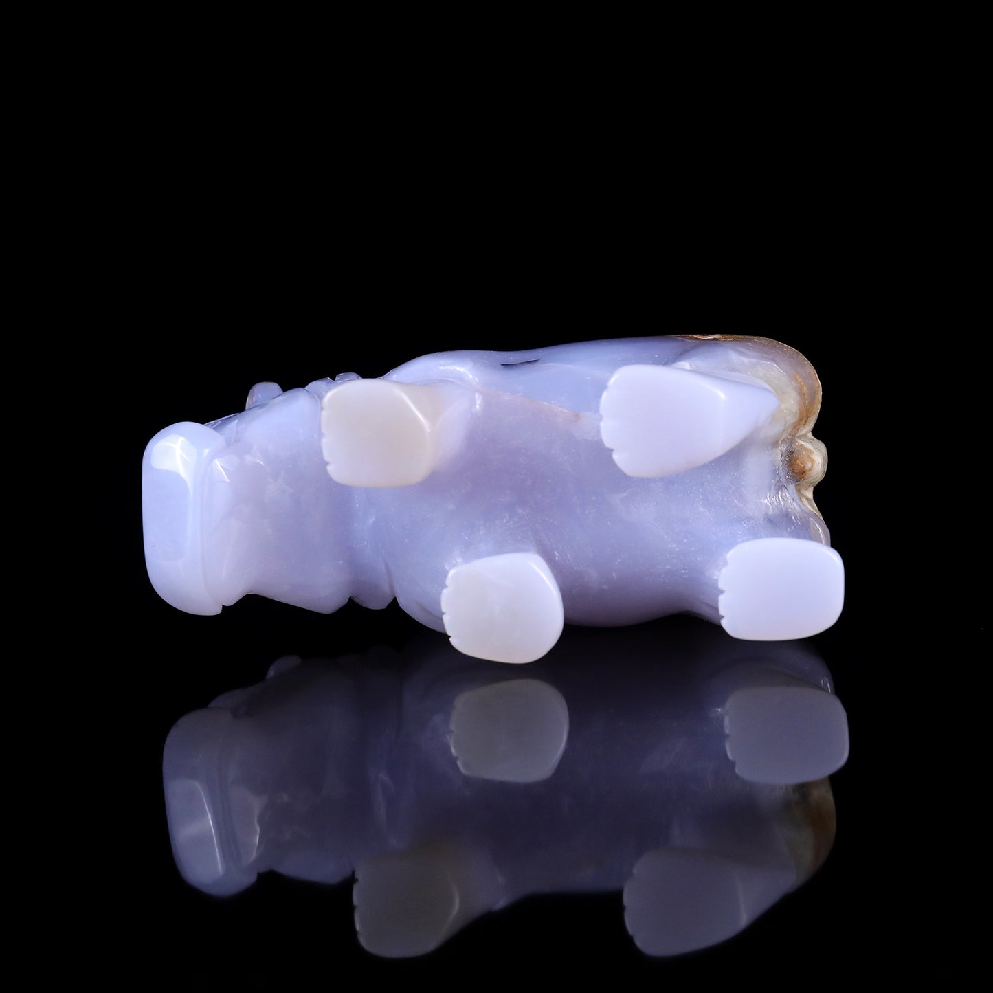 4.1" Blue Chalcedony Hand Carved Crystal Hippo Sculpture Crystallumi