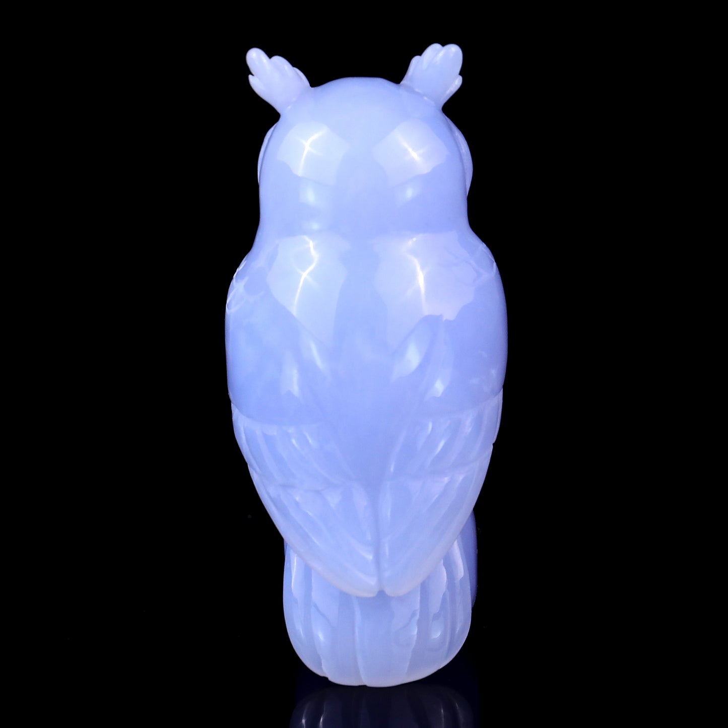 4.1" Blue Chalcedony Hand Carved Crystal Owl Sculpture Crystallumi