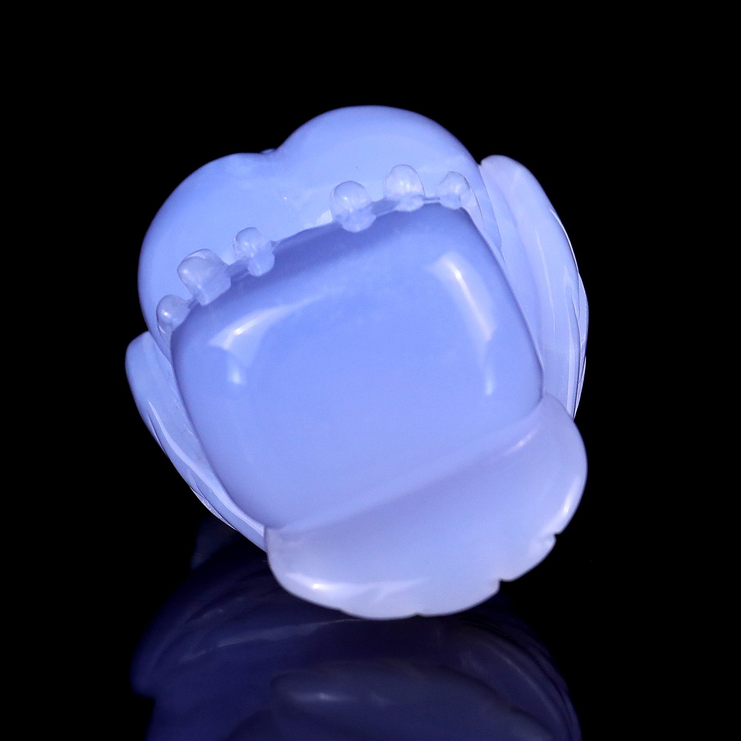 4.1" Blue Chalcedony Hand Carved Crystal Owl Sculpture Crystallumi