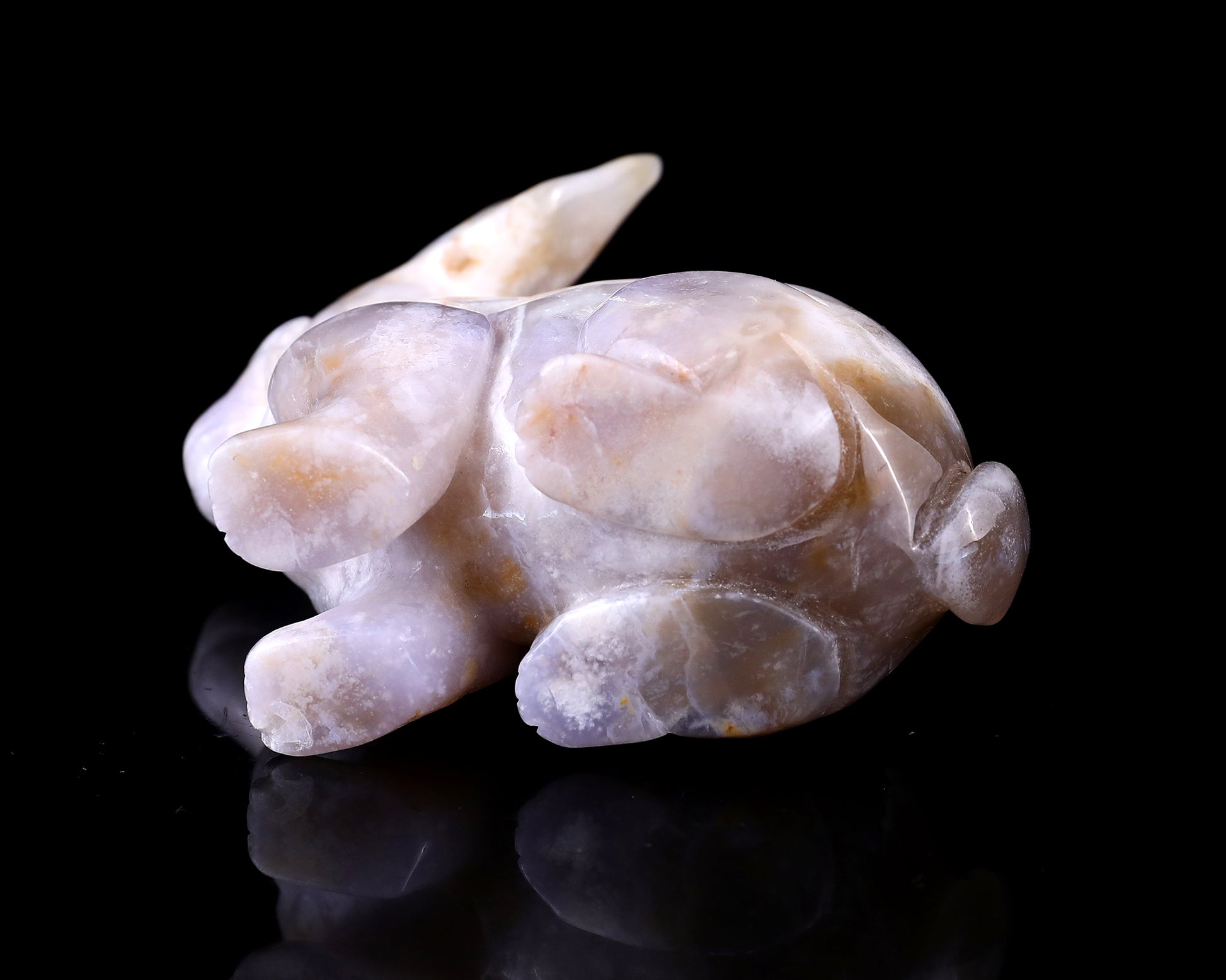 4.1" Blue Chalcedony Hand Carved Crystal Rabbit Sculpture Crystallumi