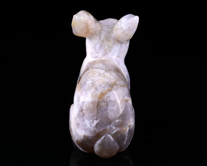 4.1" Blue Chalcedony Hand Carved Crystal Rabbit Sculpture Crystallumi