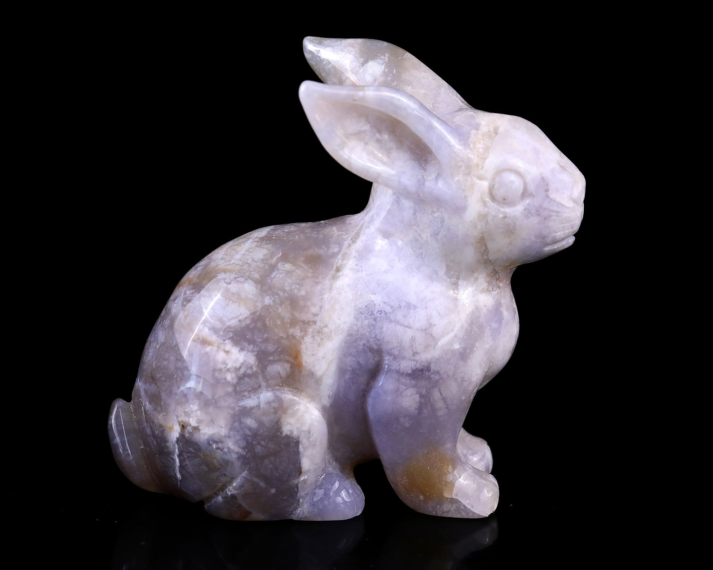 4.1" Blue Chalcedony Hand Carved Crystal Rabbit Sculpture Crystallumi