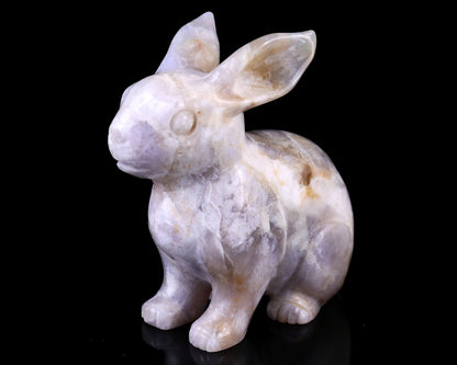 4.1" Blue Chalcedony Hand Carved Crystal Rabbit Sculpture Crystallumi