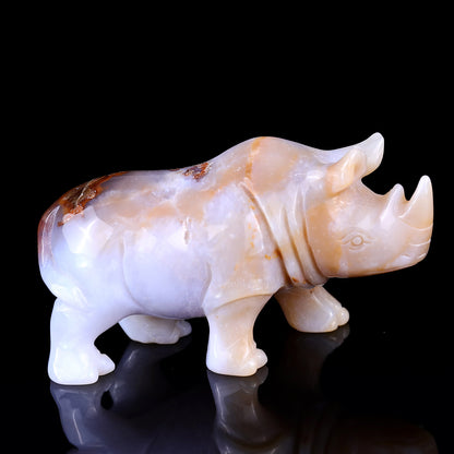 4.1" Blue Chalcedony Hand Carved Crystal Rhinoceros Sculpture Crystallumi