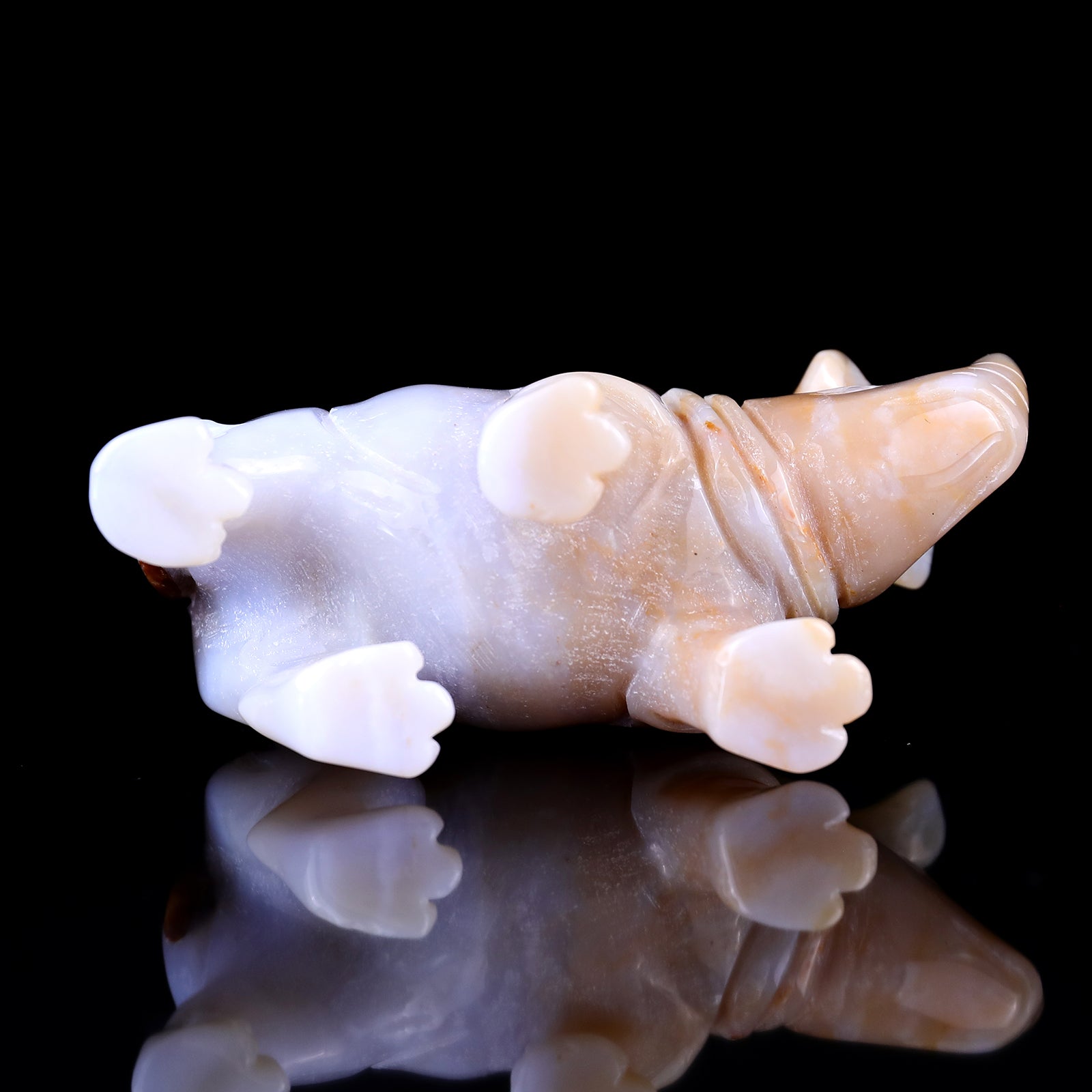 4.1" Blue Chalcedony Hand Carved Crystal Rhinoceros Sculpture Crystallumi