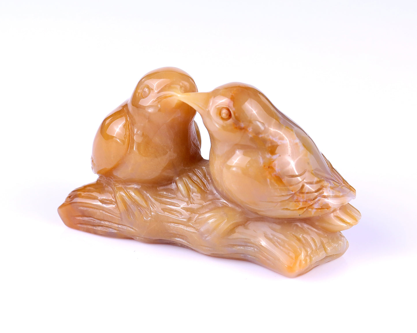 4.1" Chalcedony Hand Carved Crystal Birds Sculpture Crystallumi