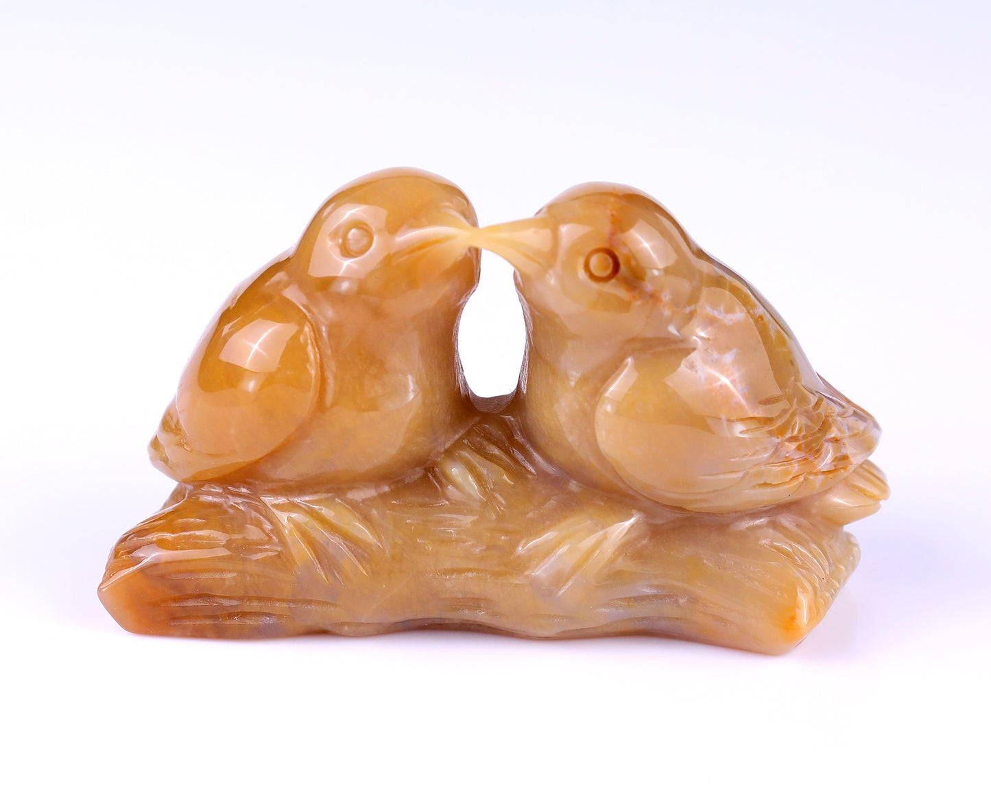 4.1" Chalcedony Hand Carved Crystal Birds Sculpture Crystallumi