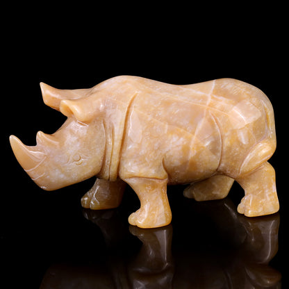 4.1" Chalcedony Hand Carved Crystal Rhinoceros Sculpture Crystallumi