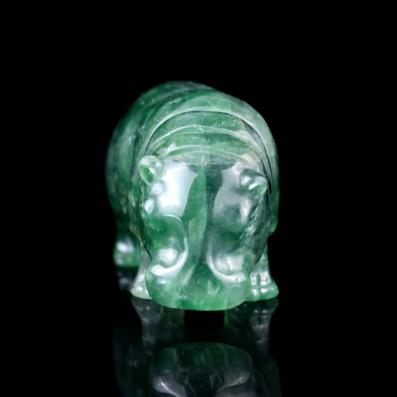 4.1" Fluorite Hand Carved Crystal Hippo Sculpture Crystallumi