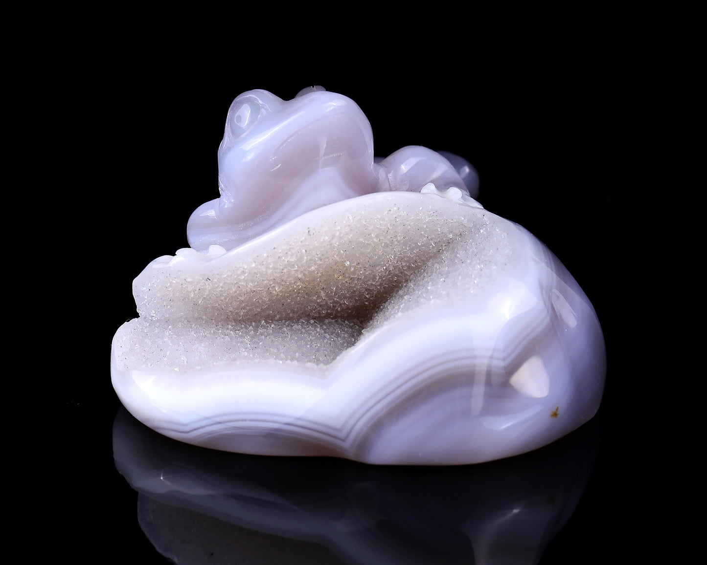 4.1" Geode Agate Hand Carved Crystal Frog Sculpture Crystallumi