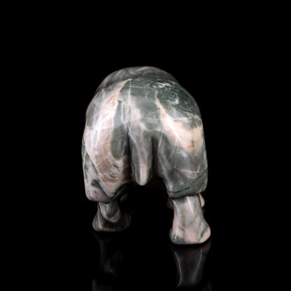 4.1" Jiulong Jade Hand Carved Crystal Hippo Sculpture Crystallumi