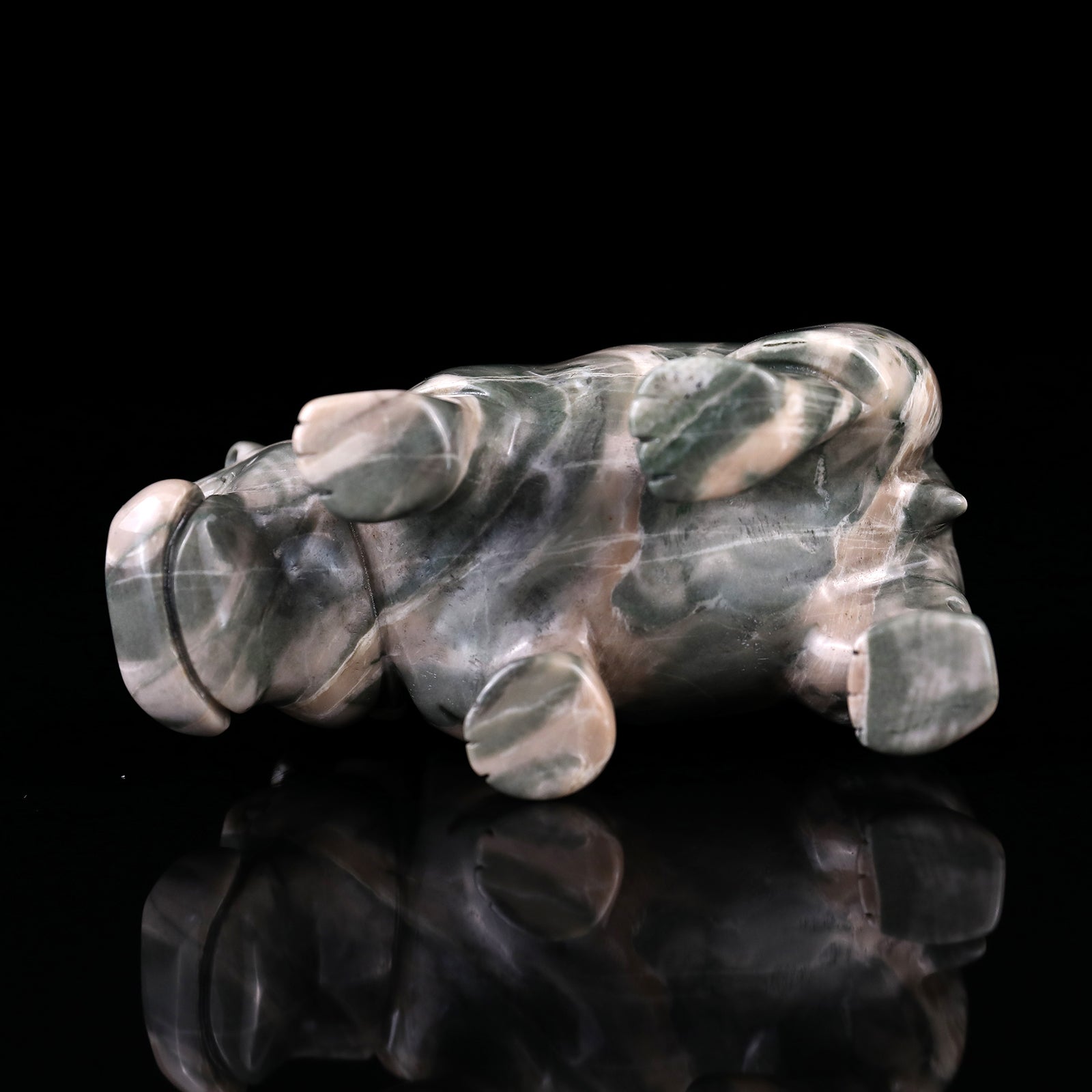 4.1" Jiulong Jade Hand Carved Crystal Hippo Sculpture Crystallumi