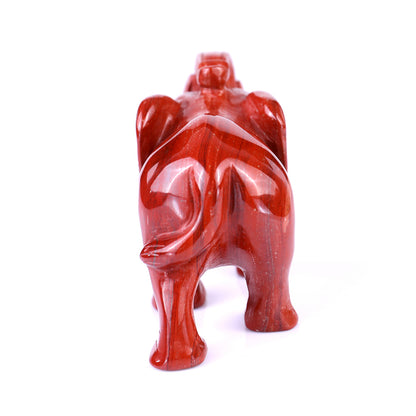 4.1" Red Jasper Hand Carved Crystal Elephant Sculpture Crystallumi