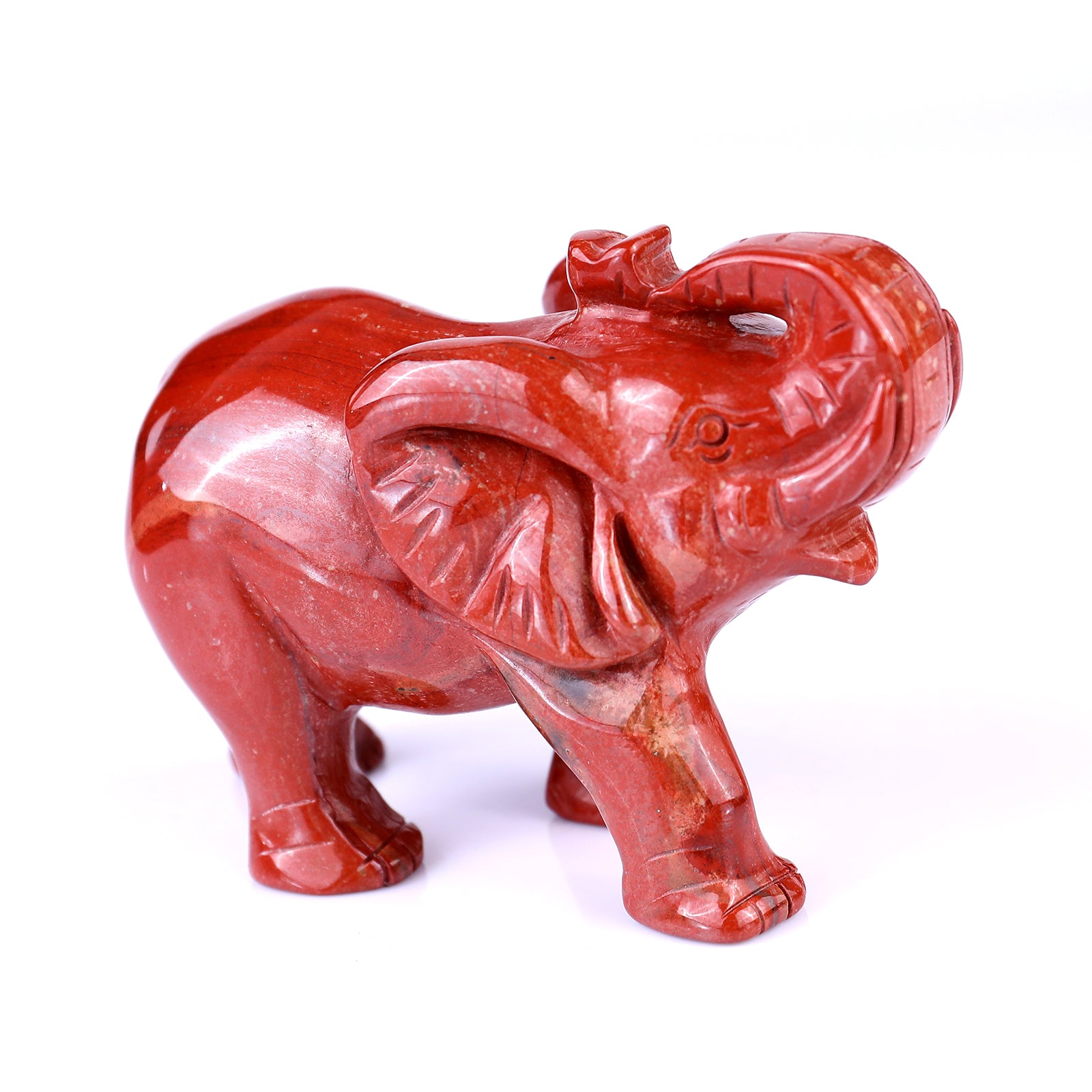 4.1" Red Jasper Hand Carved Crystal Elephant Sculpture Crystallumi