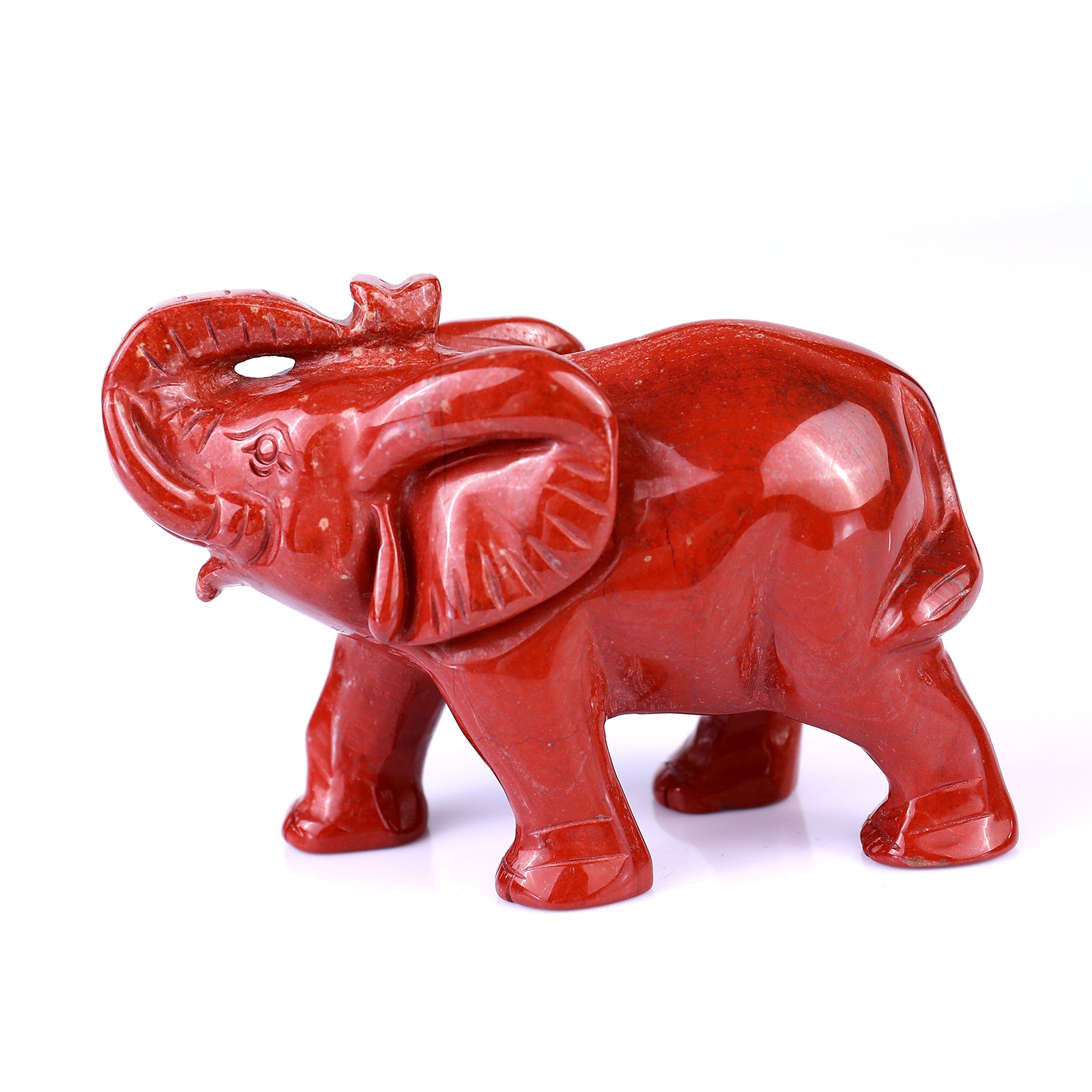 4.1" Red Jasper Hand Carved Crystal Elephant Sculpture Crystallumi