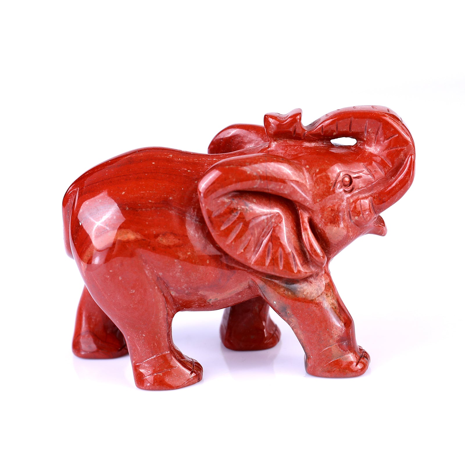 4.1" Red Jasper Hand Carved Crystal Elephant Sculpture Crystallumi