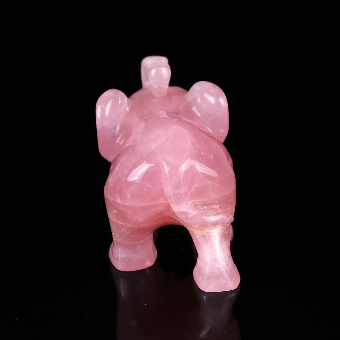 4.1" Rose Quartz Hand Carved Crystal Elephant Sculpture Crystallumi