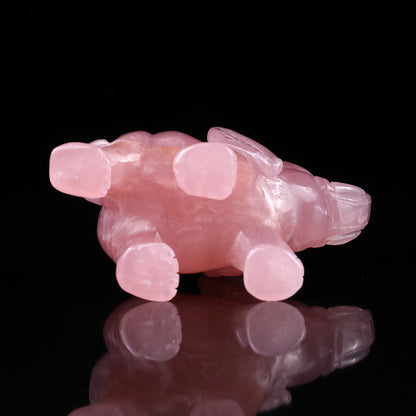 4.1" Rose Quartz Hand Carved Crystal Elephant Sculpture Crystallumi