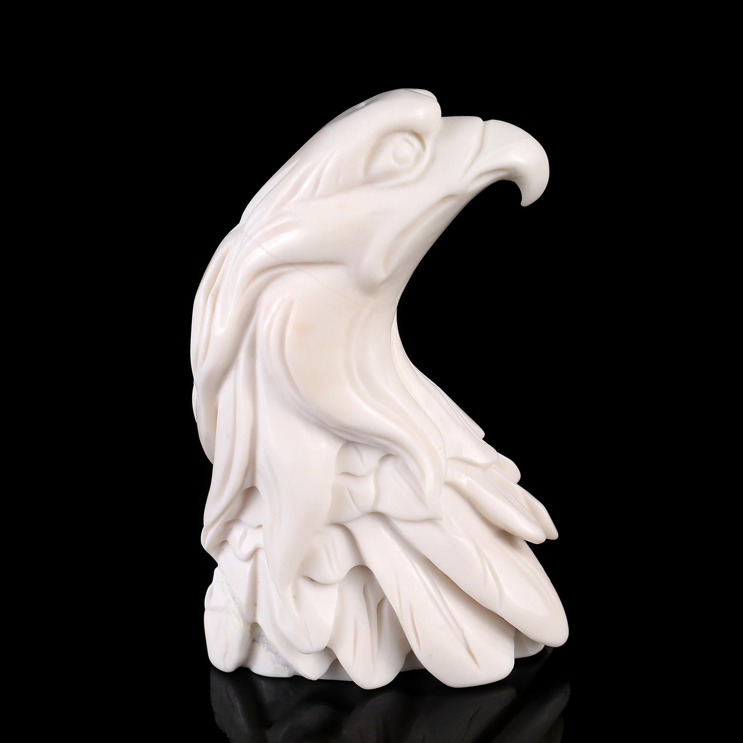 4.1" White Jade Hand Carved Crystal Eagle Sculpture Crystallumi