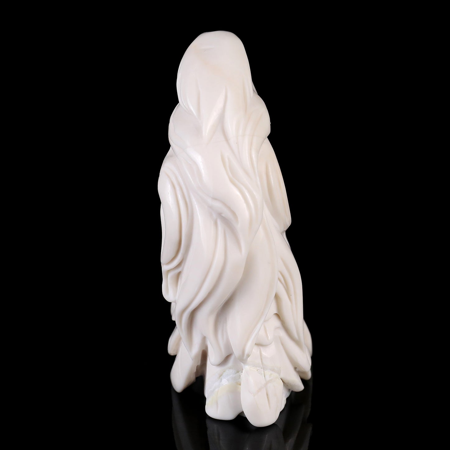 4.1" White Jade Hand Carved Crystal Eagle Sculpture Crystallumi