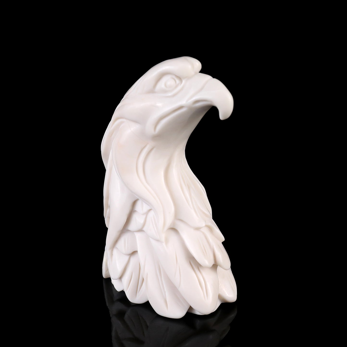 4.1" White Jade Hand Carved Crystal Eagle Sculpture Crystallumi