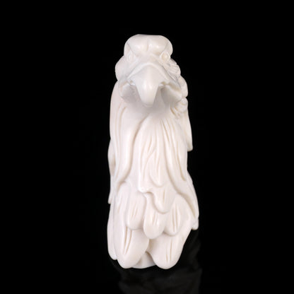 4.1" White Jade Hand Carved Crystal Eagle Sculpture Crystallumi