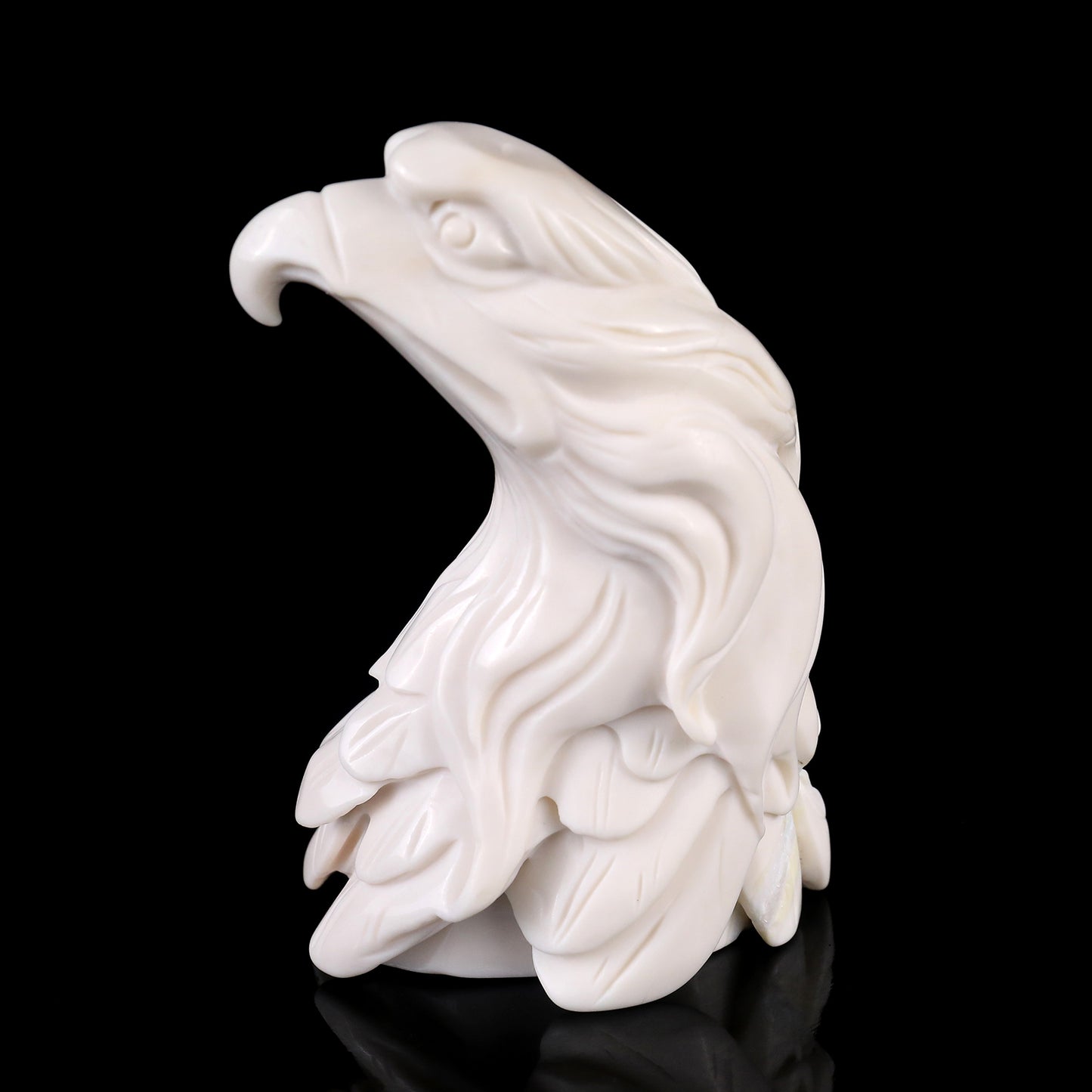 4.1" White Jade Hand Carved Crystal Eagle Sculpture Crystallumi